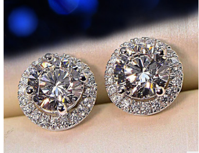 Classic Hot Sale Full Rhinestone Round Stud Earrings Women