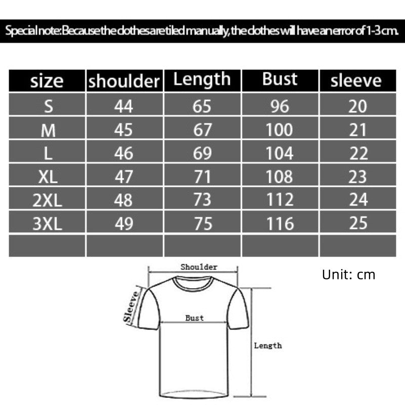 3D Digital Printing Casual Round Neck Short Sleeves T-shirt