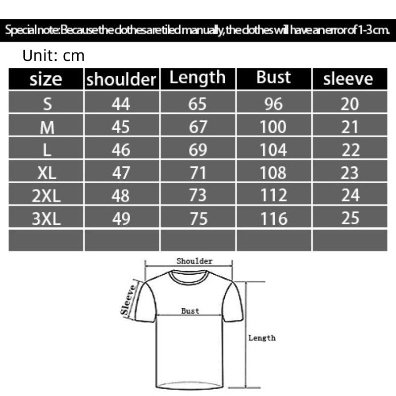 3D Digital Printing Casual Round Neck Short Sleeves T-shirt Men