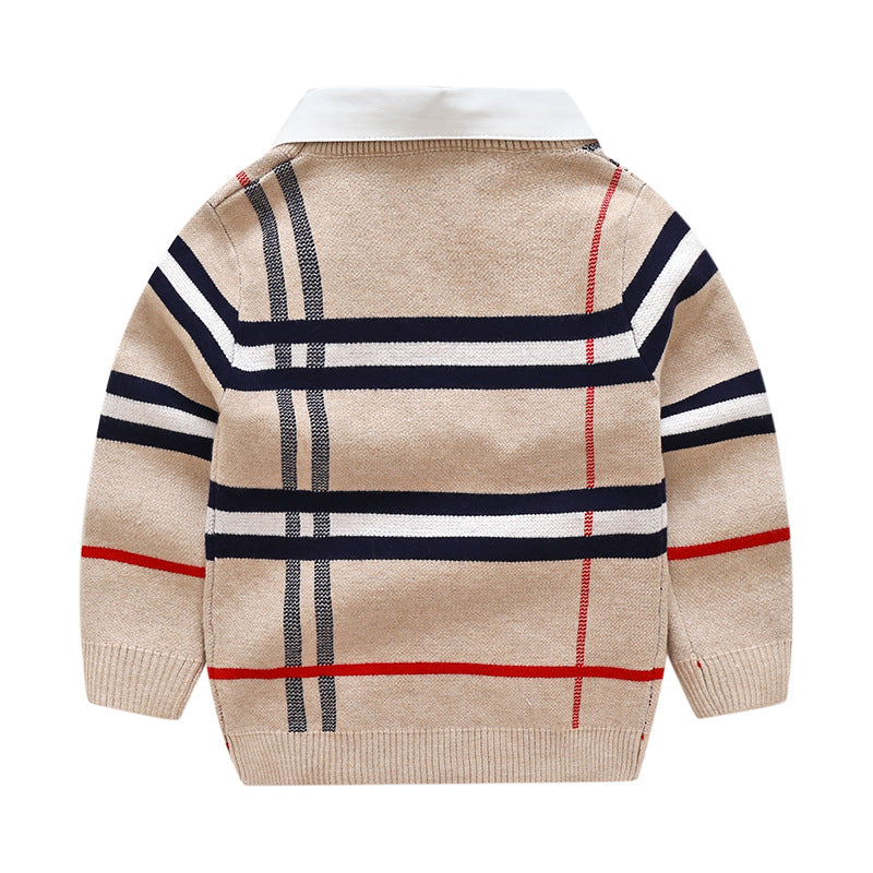 Boys plaid jacquard sweater