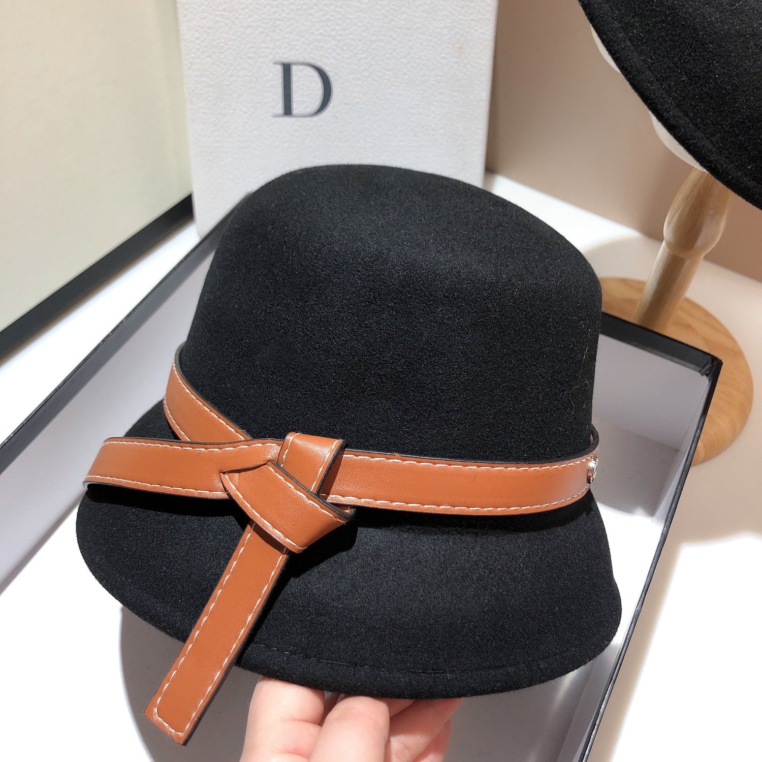 Wool Extra Thick Belt Asymmetric Woolen Hat