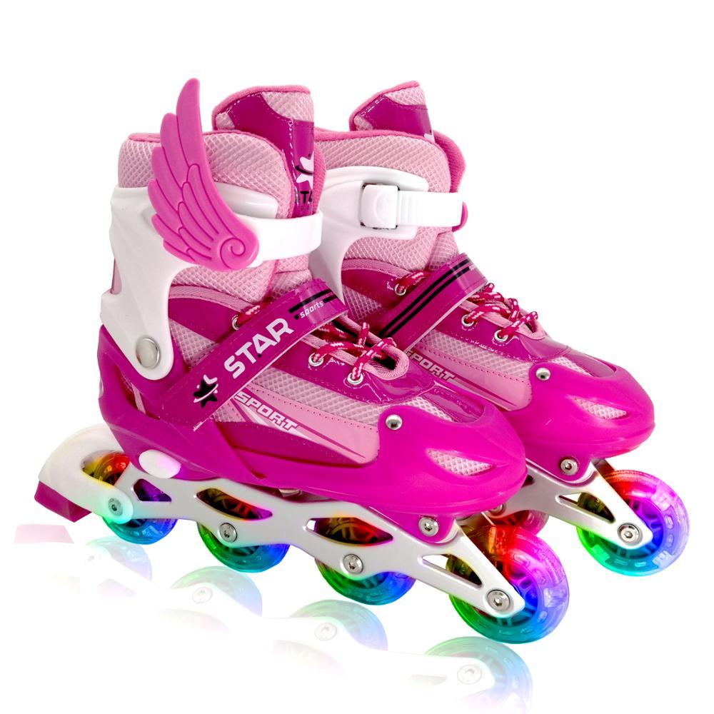 New Boy Girl Children Inline Skates Adjustable Size Flashing Roller Skating Boots for Kids