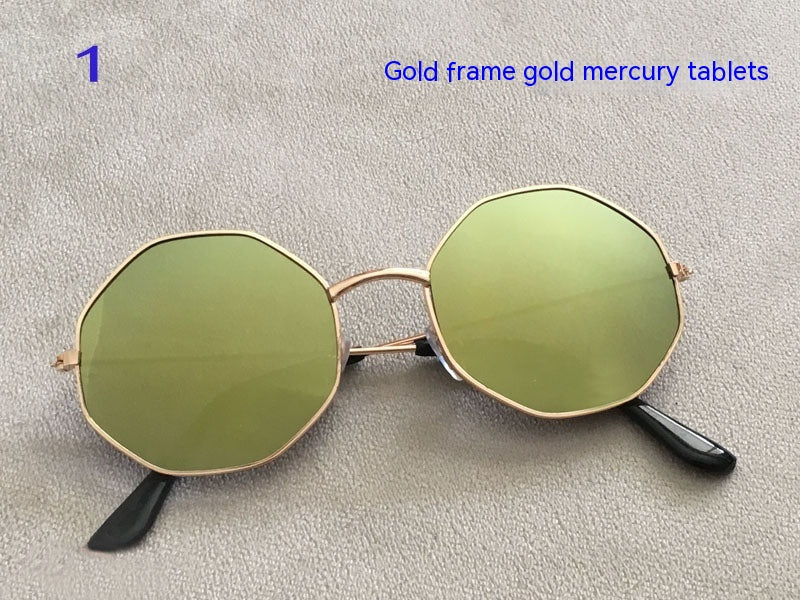 Lightweight Octagonal Metal Full-frame Color Film Sunglasses