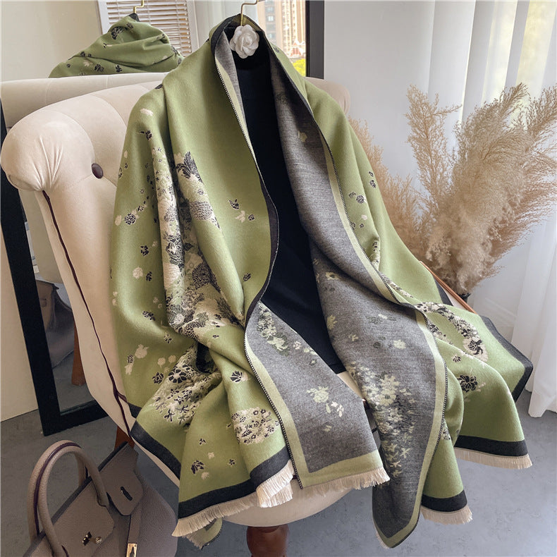 Lady Style Cashmere-like Double-sided Thermal Student Scarf Air Conditioning Shawl