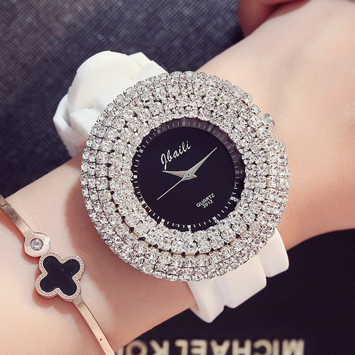 New Silicone Watch Women's Fashion Korean Style High-end Diamond Starry Sky