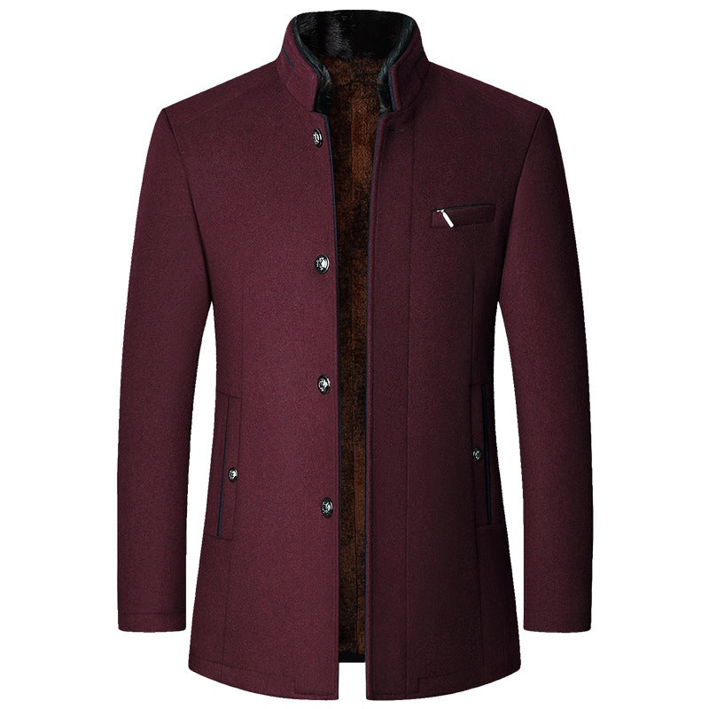 Men's Woolen Jacket Autumn And Winter Stand Collar Middle-aged