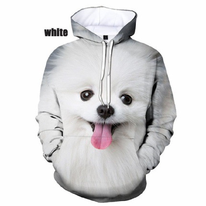 D Printed Animal Pattern Round Neck Pullover Hoodie