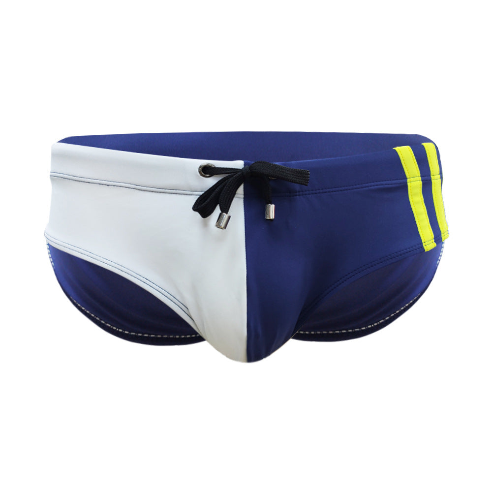 Men's Simplicity Color Matching Sports Style Sexy Swim Briefs Contrast Color Fashion Close-fitting Swimming Shorts