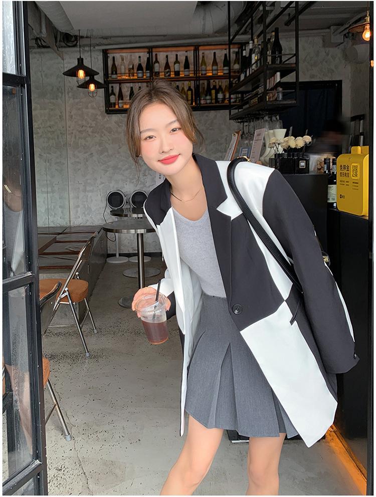 Color Matching Suit Jacket Female Loose Design Niche Small-sized